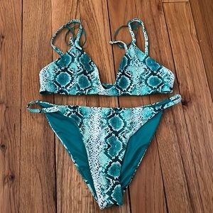 Berksha blue teal snake print bikini set